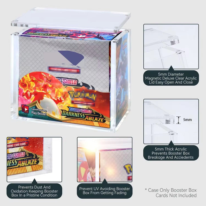 Pokémon Acrylic Booster Box Display Case (5mm, UV, Magnetic Lid)