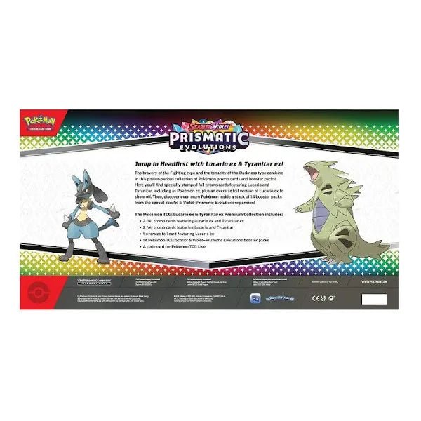 Pokémon Prismatic Evolutions Lucario ex and Tyranitar ex Premium Collection