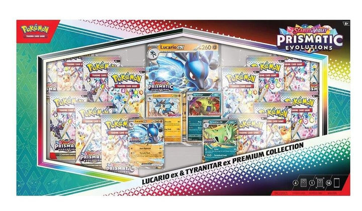 Pokémon Prismatic Evolutions Lucario ex and Tyranitar ex Premium Collection
